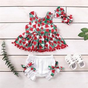 Watermelon Printed Tassel Dress &Shorts & Headband